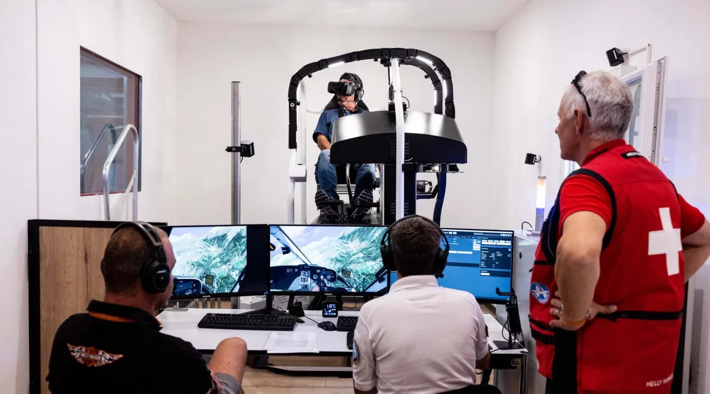 training centre with trainers and pilot
