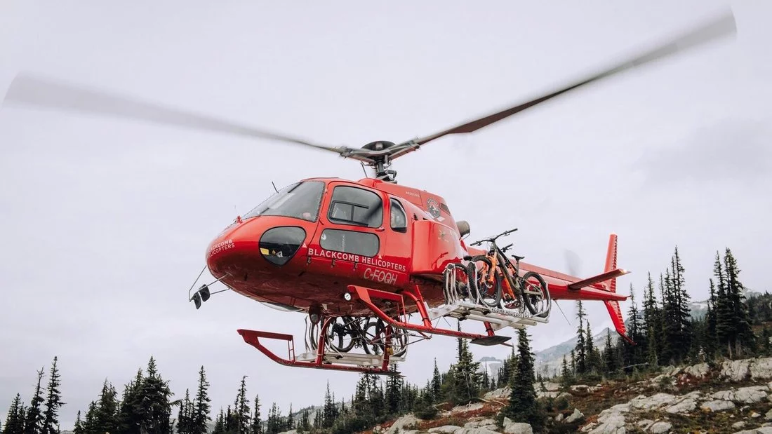 red flying helicopter