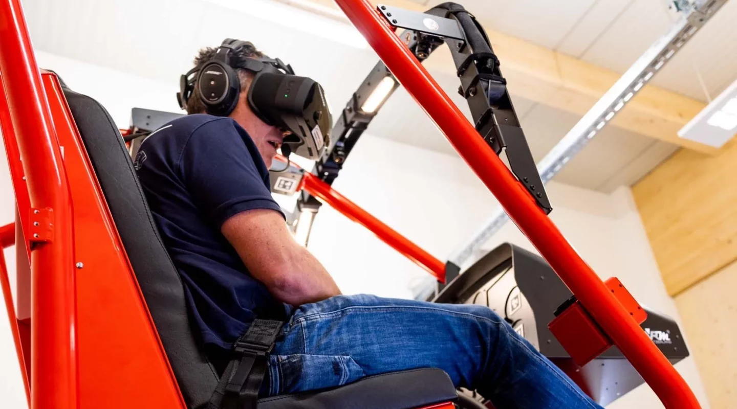 man flying in the simulator