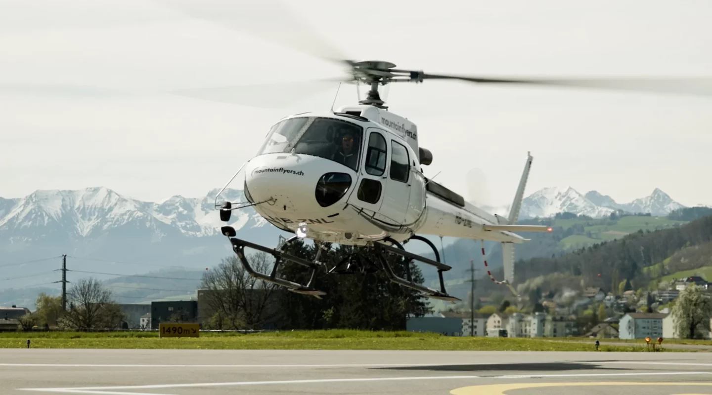 white flying helicopter